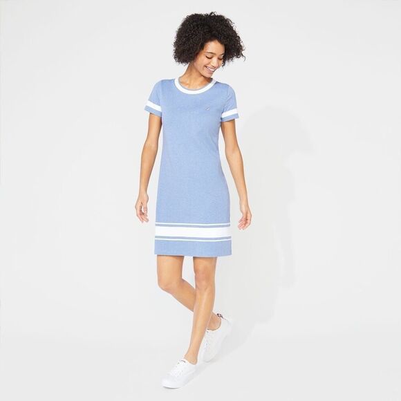 NAUTICA STRIPE KNIT Blue and White Casual Dress Size Small - Picture 1 of 10
